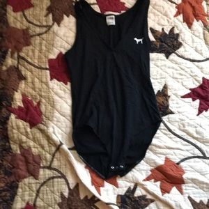 Pink small black body suit hardly worn